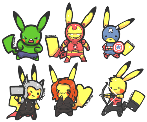 E - Pikachu Avengers (500x408), Png Download