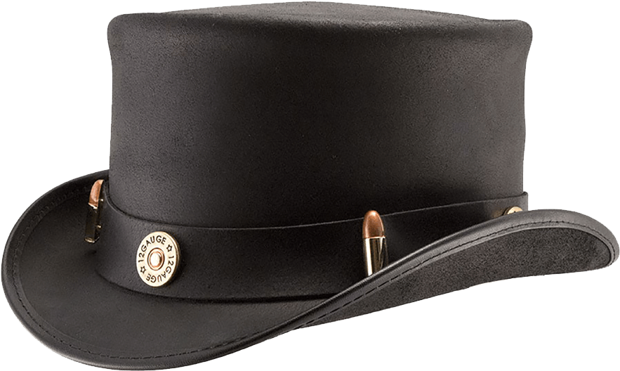 El Dorado Bullet Leather Top Hat - Black (924x1000), Png Download