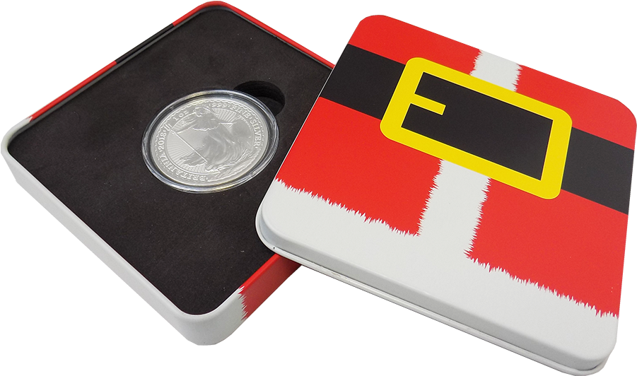 2018 Uk Britannia 1oz Silver Coin In Santa Belt Buckle - Britannia (900x900), Png Download