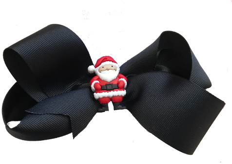 Large Black Christmas Bow With Santa Charm On X-large - Figurine (498x373), Png Download