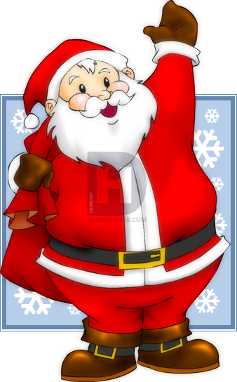 How To Draw An Easy Santa - Christmas Santa Claus (338x544), Png Download