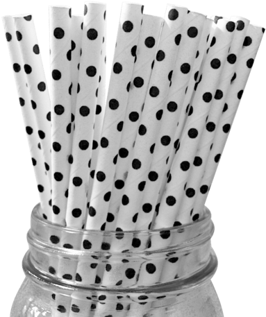 Paper Straws Dots Small Black - Polka Dot (480x480), Png Download