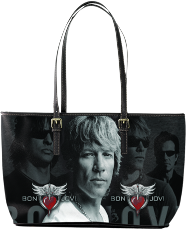 Bon Jovi Large Leather Tote - Jon Bon Jovi Music Bw Portrait 32x24 Print Poster (372x480), Png Download