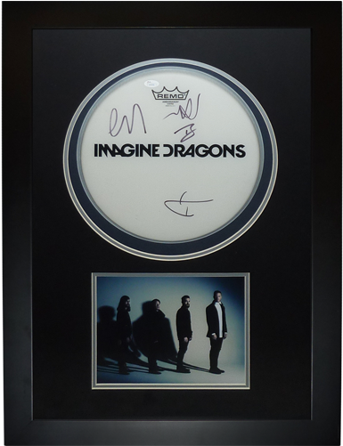 Imagine Dragons Autographed Deluxe Shadowbox Framed - Imagine Dragons (500x500), Png Download