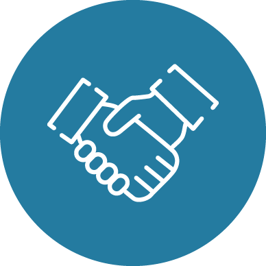 Icon Shows Two Hands Shaking - Settings Icon Png Blue (388x388), Png Download