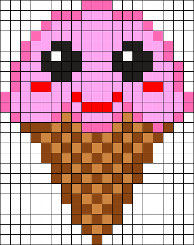 Kawaii Ice Cream Perler Bead Pattern / Bead Sprite - Perler Beads Patterns Ice Cream (400x505), Png Download