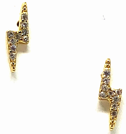 Lightning Bolt Stud - Gold (610x694), Png Download
