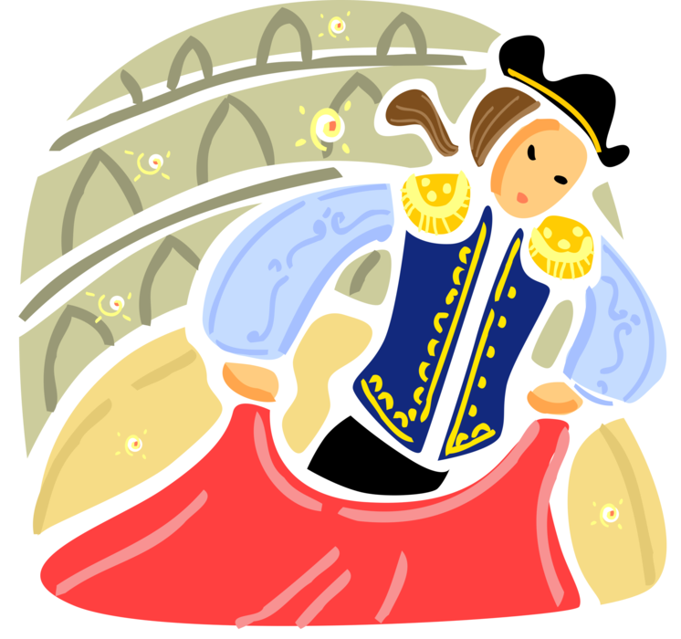 Vector Illustration Of Spanish Matador Toreador Bullfighter (746x700), Png Download