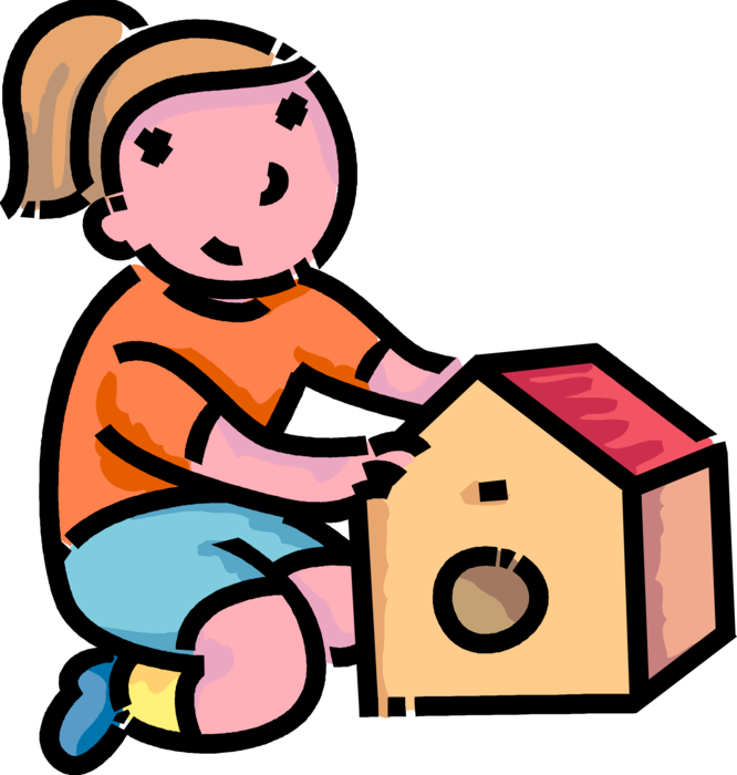 Vector Illustration Of Primary Or Elementary School - Clipart Build A Bird House (666x700), Png Download