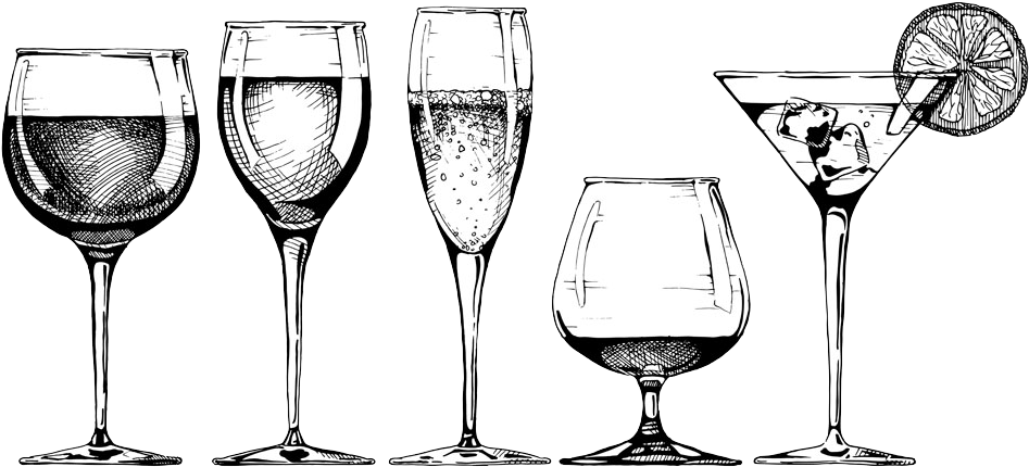 Jpg Royalty Free Download Champagne Drawing Sketch - Happy Hour Drinks Png (1000x583), Png Download