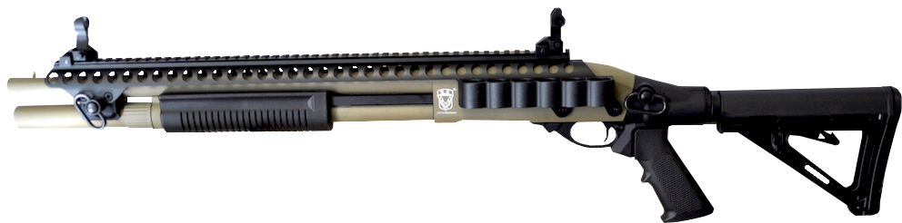 Escopeta Cartuchos Golden Eagle M870 Larga Tan Golden - Shotgun (1000x257), Png Download