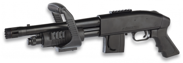 Mossberg 590, Escopeta Asa De Carga Supe - Escopeta Recortada Doble Cañon Airsoft (600x208), Png Download