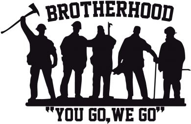 Brotherhood You Go We Go Window Decal - Fire Department Stickers Black And White (468x468), Png Download
