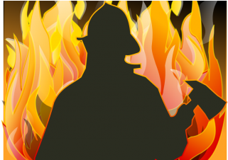 Firefighter-610x225 - Firefighter Silhouette Clip Art (610x225), Png Download
