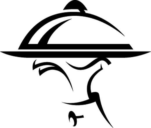 Waiter And Tray Kitchen Wall Sticker - Catering Vector (520x442), Png Download