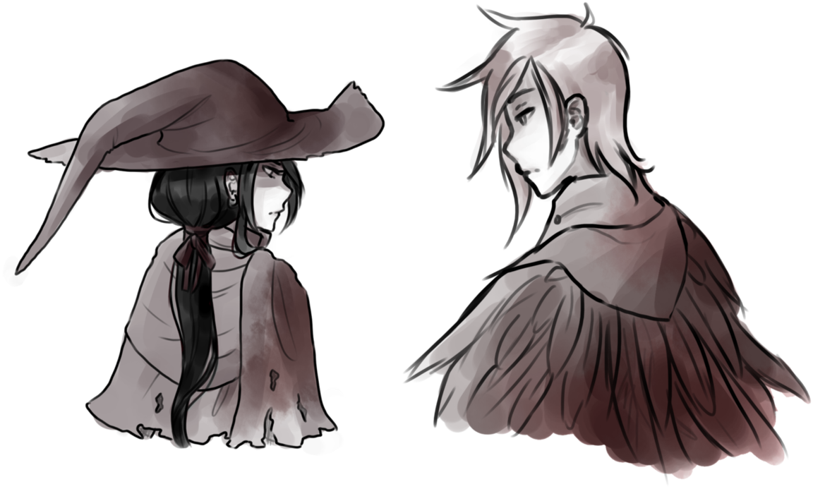 Png Black And White Library Witch And Crow By - Bloodborne Bloody Crow Of Cainhurst Fanart (1152x693), Png Download