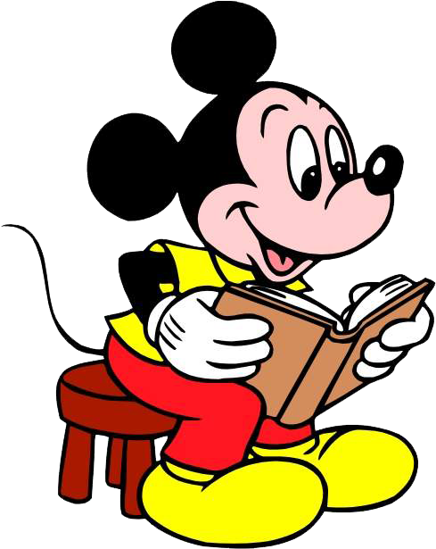 Rain Clipart Mickey Mouse - Mickey Mouse Reading (500x614), Png Download