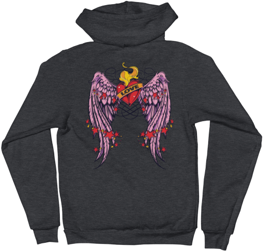 Glorious Guardian Angel Heart Zip - Hoodie (600x600), Png Download