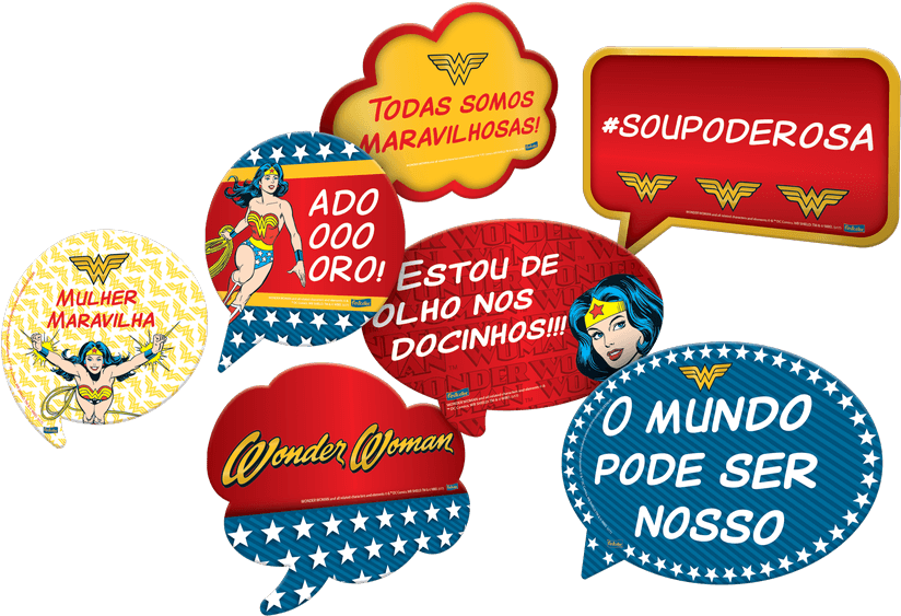 Kit Plaquinhas Decorativas Mulher Maravilha 12 Unidades - Festcolor Kit Placas Mulher Maravilha (900x612), Png Download