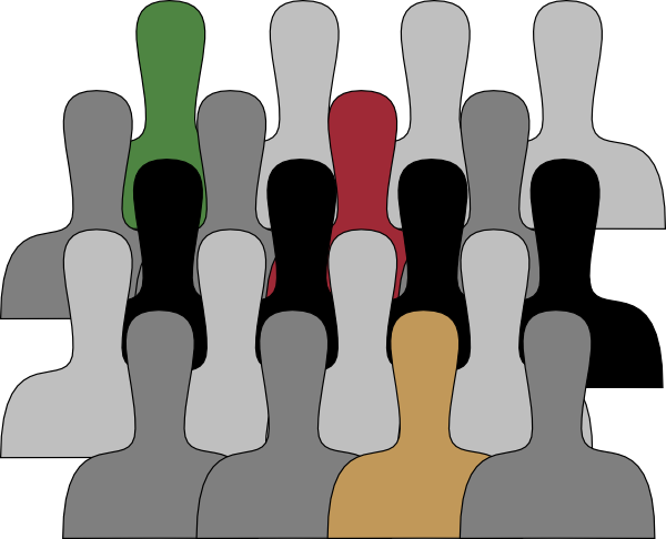 Large Group Silhouette Color Outlines Svg Clip Arts (600x486), Png Download