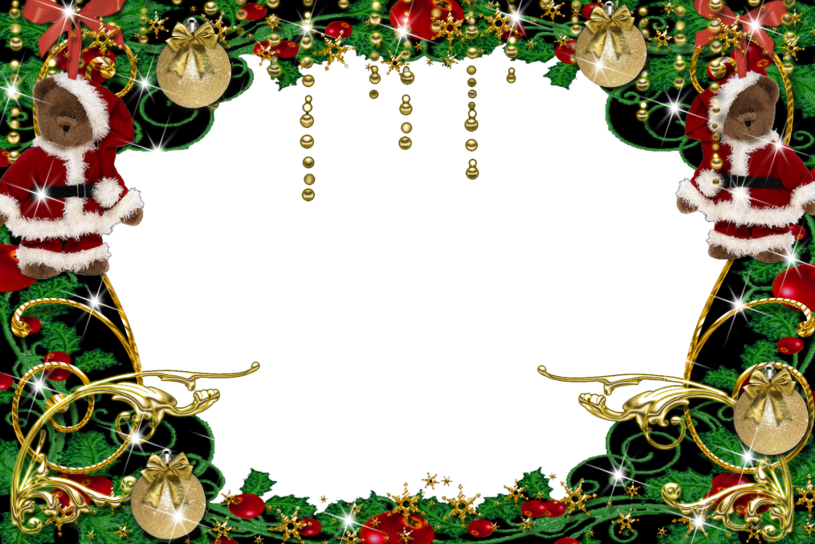 Papa Noel - Marcos De Navidad Para Fotos Digitales (1600x1067), Png Download