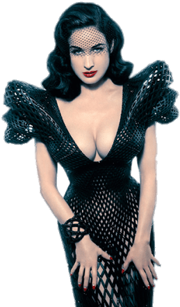 Dita Von Teese Low Cut Black Dress - Dita Von Teese 3d Print (800x450), Png Download