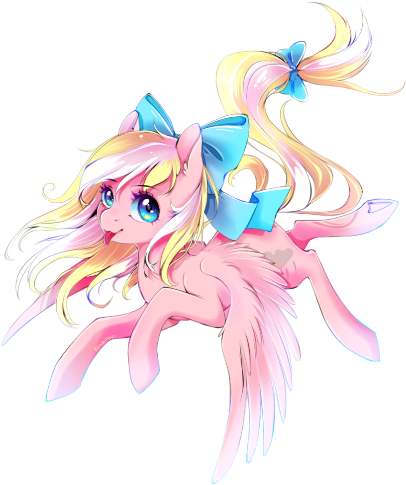 Renaifoxi, Bow, Cute, Female, Flying, Hair Bow, Happy, - Bay Breeze (928x1024), Png Download