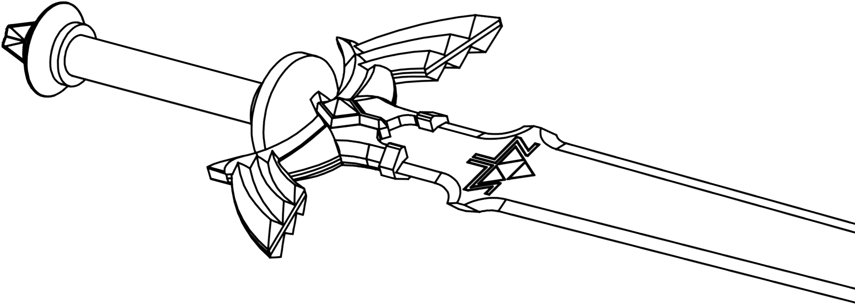 Master Sword Coloring Pages (1770x670), Png Download