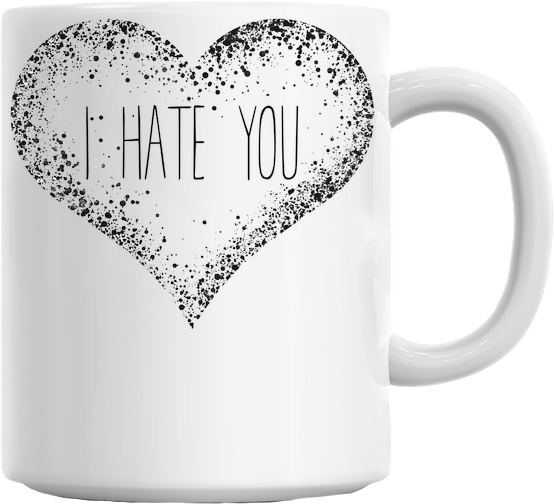 Black Heart I Hate You Mug - Styleart Black Heart I Hate You Mug (629x579), Png Download