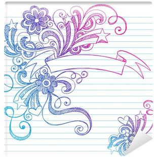 Scroll Banner Sketchy Doodle Vector Wall Mural • Pixers® - Hearts And Stars (400x400), Png Download