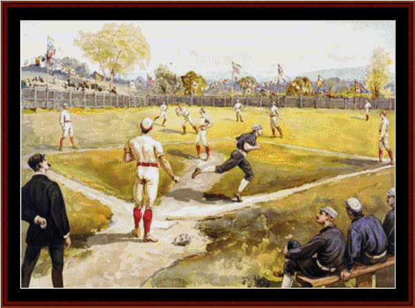 American History Cross Stitch Pattern By Cross Stitch - Buyenlarge Baseball Print (unframed Paper Print 20x30) (600x600), Png Download