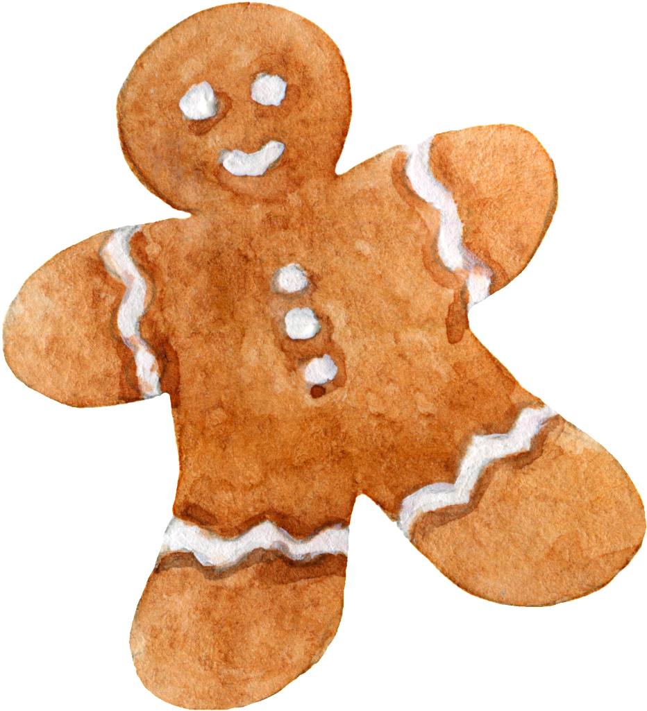 Hand Painted Cute Gingerbread Man Dessert Png Transparent - Gingerbread Man (1024x1142), Png Download