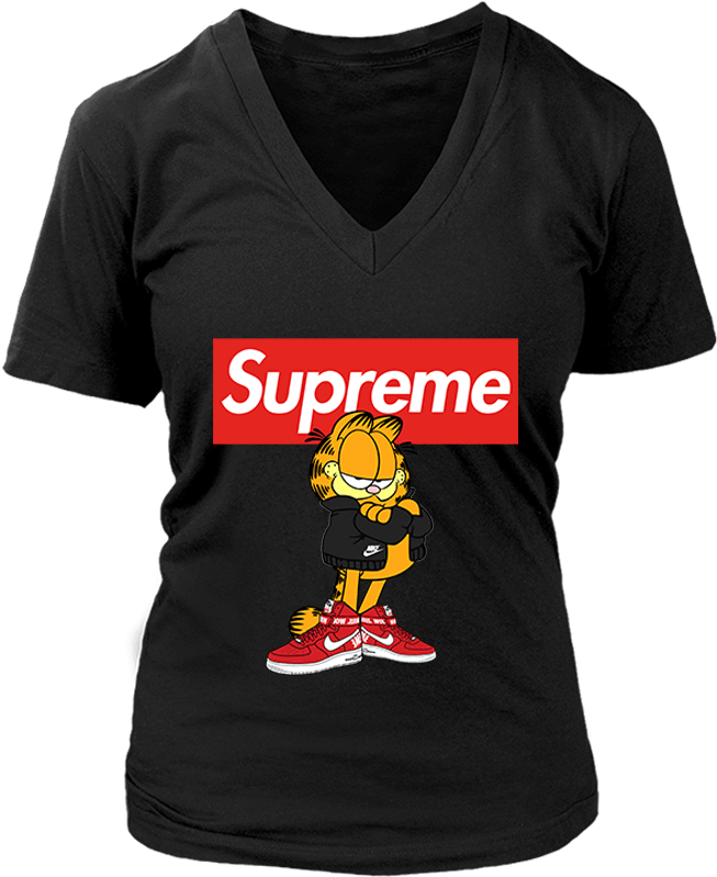 Garfield Supreme X Nike Logo Stay Stylish Women's V-neck - Sylvanas God Save The Queen (1000x1000), Png Download