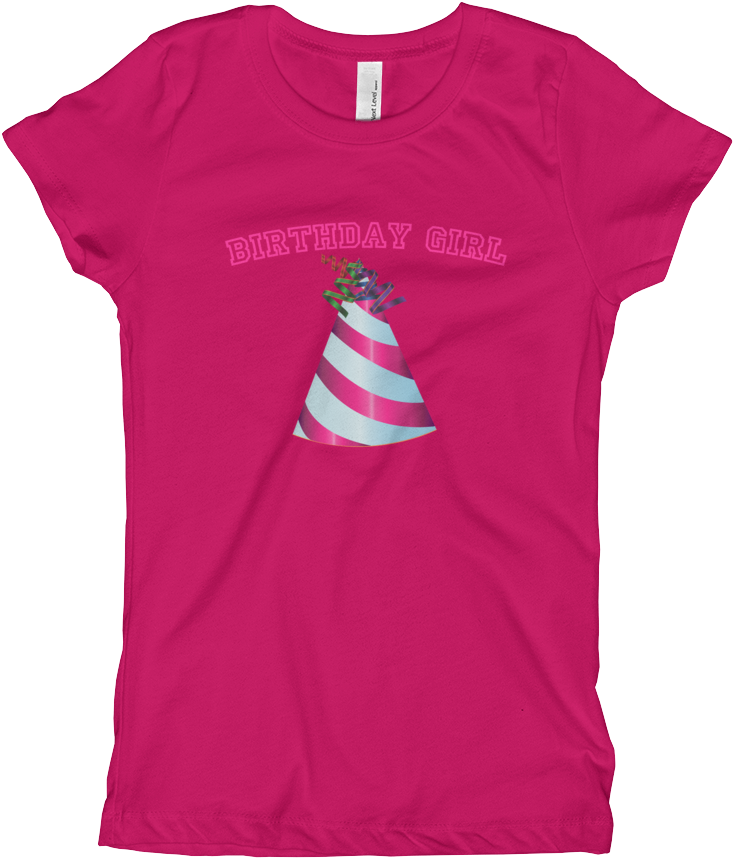 Happy Birthday Hat Girl's T-shirt - T-shirt (1000x1000), Png Download