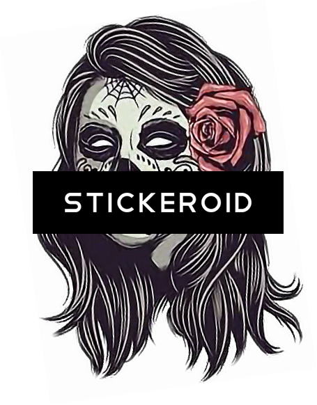 Zombiegirl Monster Ghost Halloween Mnstr - Sugar Skull Day Of Dead Girl Red Rose Pillow Case (455x582), Png Download
