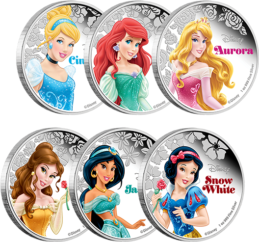 Fine Silver 6-coin Subscription Disney Princesses - 2015 Disney Princess Snow White 1oz Silver Proof Coin (570x570), Png Download
