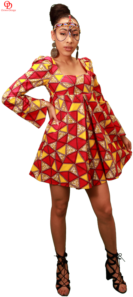 A-line African Print Dress - Dress (509x1024), Png Download