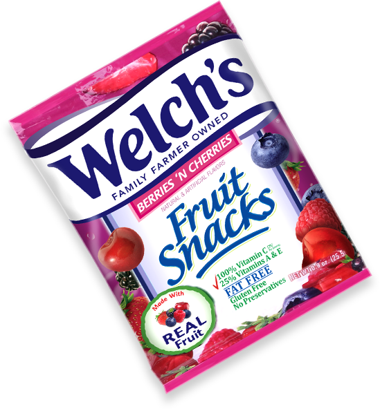 Berries N Cherries Fruit Snacks - Welch's Strawberry Fruit Snacks 4-3.6 Oz. Pouches (549x592), Png Download