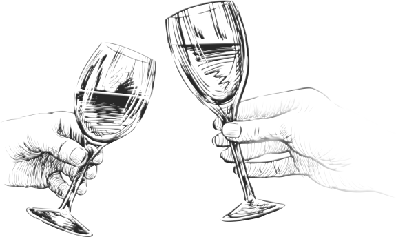 Enjoy Your Wine With Friends And Family - Wine Glass Sketch Png (575x344), Png Download