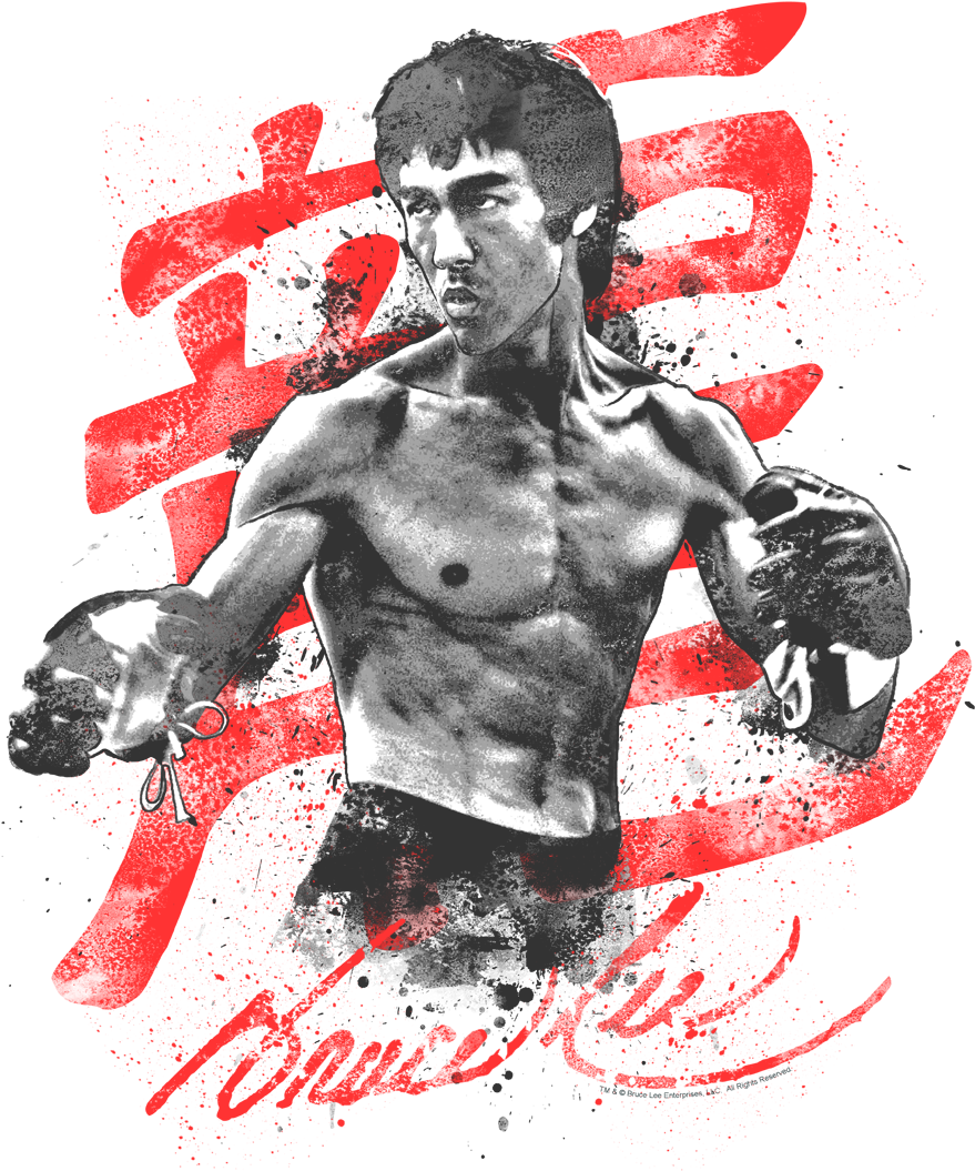 Bruce Lee Ink Splatter Men's Long Sleeve T-shirt - Bruce Lee - Ink Splatter T-shirt Size S (879x1096), Png Download