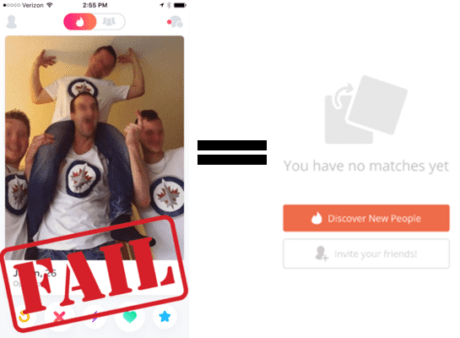 No Tinder Matches - Tinder Share Profile (460x338), Png Download