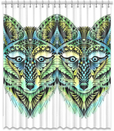 Water Color Ornate Foxy Wolf Head Ornate Drawing Window - Ornate Foxy Wolf Ornament (oval) (500x500), Png Download