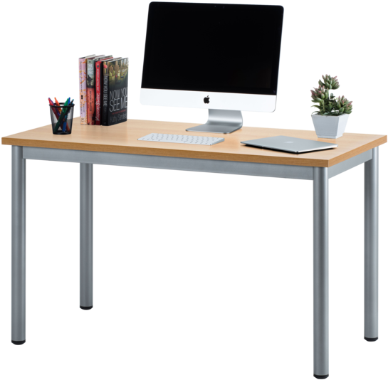 Fineboard 47" Home Office Computer Desk Writing Table, - Transparent Background Computer Desk Png (600x589), Png Download