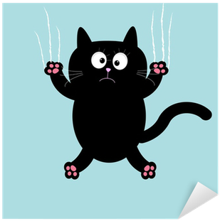 Cartoon Black Cat Claw Scratch Glass Background - Cartoon Black Cat (400x400), Png Download
