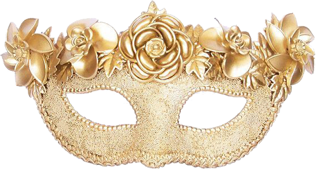 Masquerade Ball Background Png - Gold Flower Masquerade Mask (638x500), Png Download