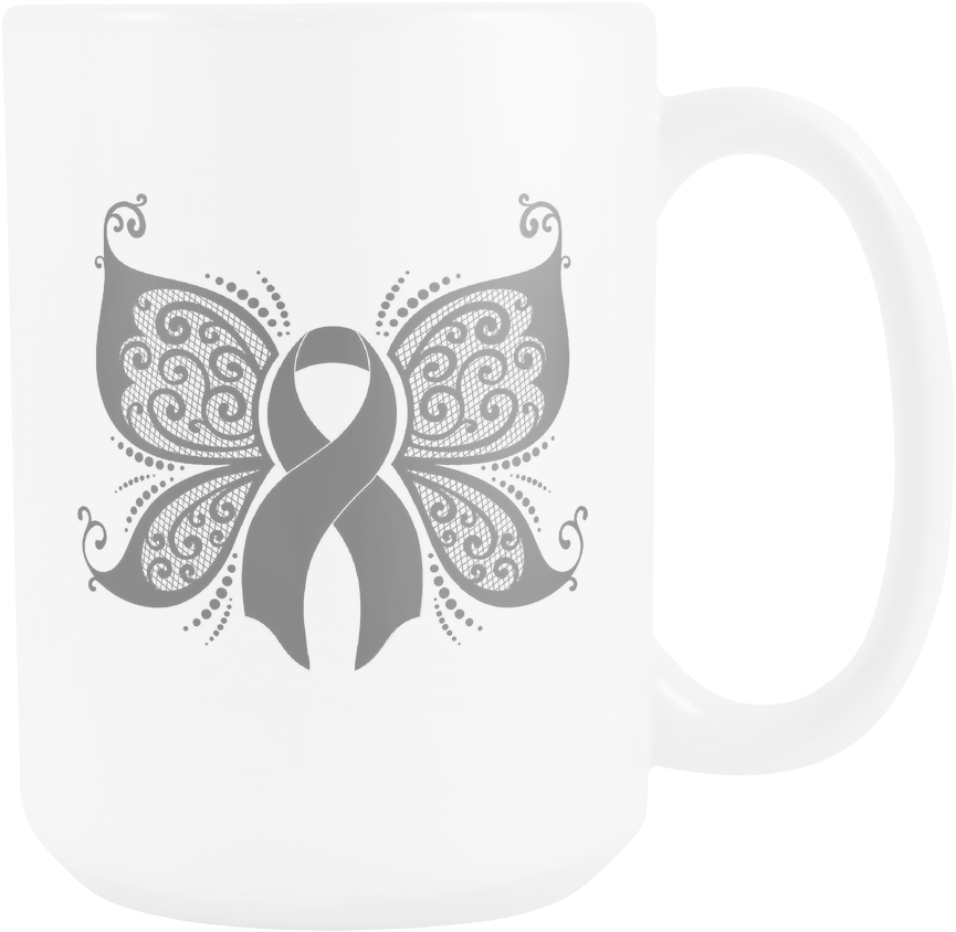 Black Ribbon Butterfly Melanoma Skin Cancer Awareness - Breast Cancer Butterfly Png (1024x1024), Png Download