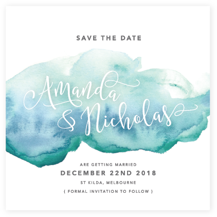Blue Watercolour Save The Date , Aqua - Save The Date Watercolour (435x435), Png Download