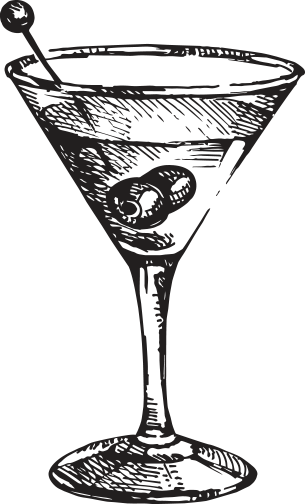 Diferenciais - Glass Martini Drawing (305x504), Png Download
