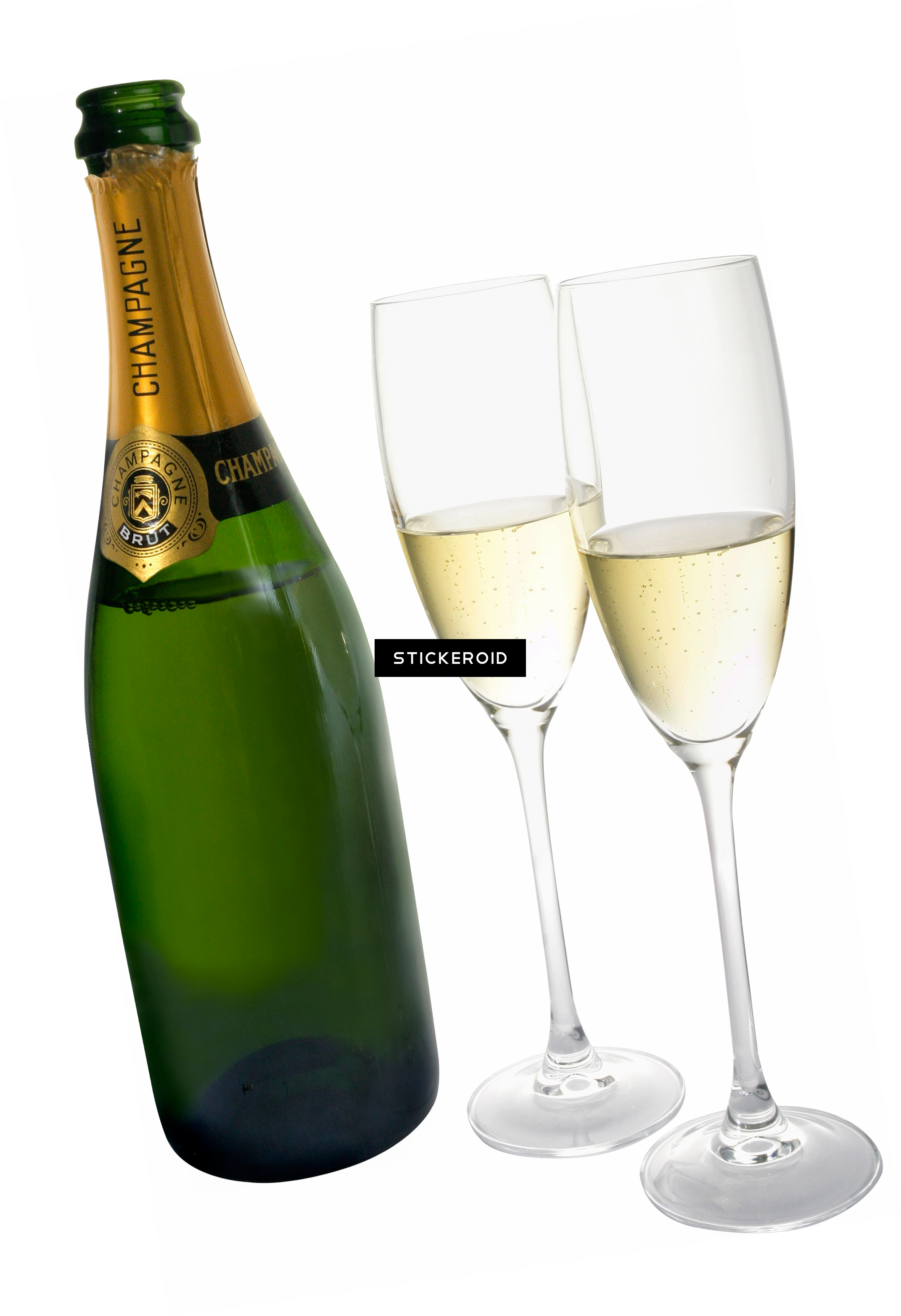 Champagne Bottle - Wine Glass (2143x3132), Png Download