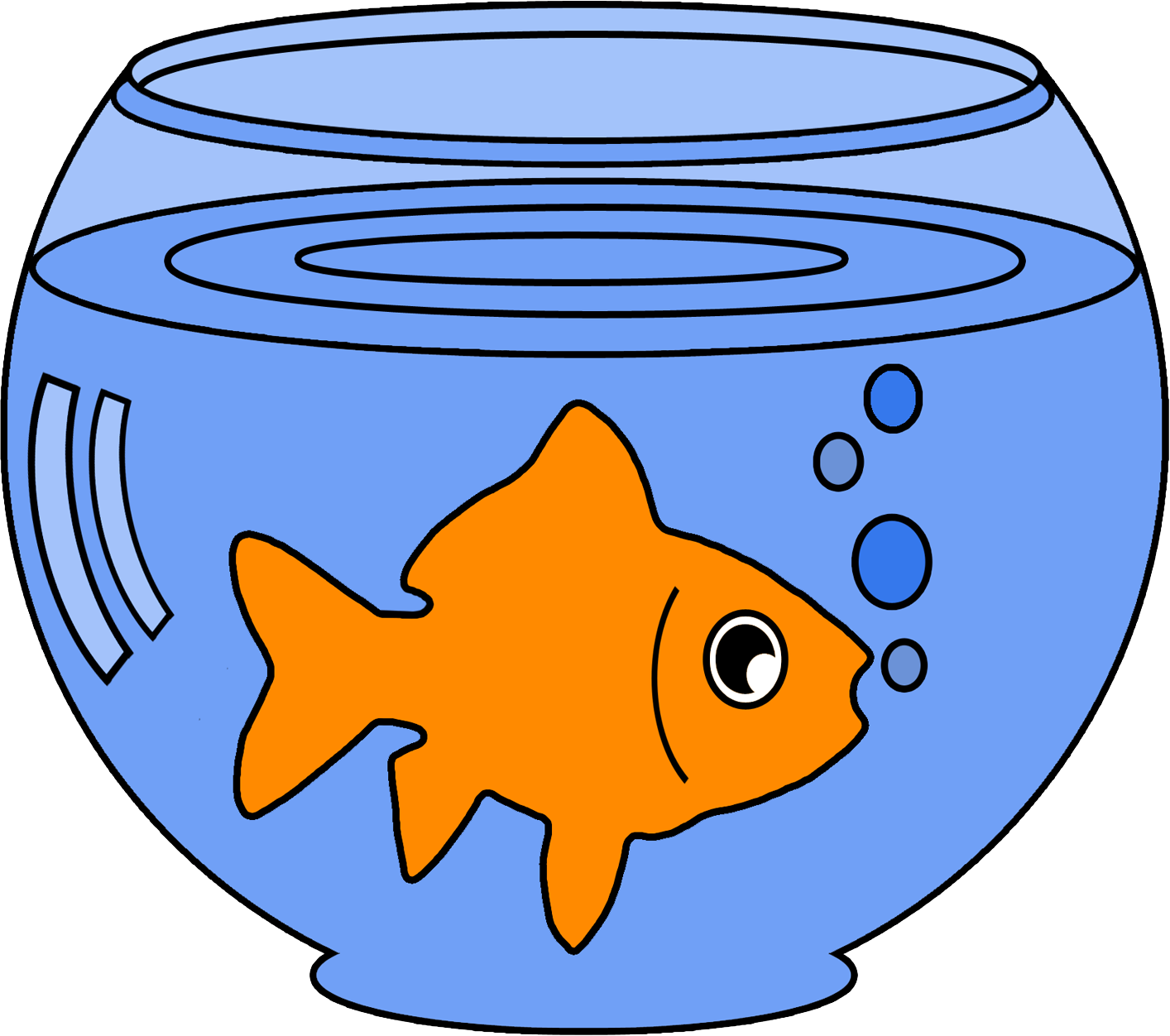 Goldfish Clipart Goldfish Outline - Goldfish In A Bowl Clipart (1414x1252), Png Download